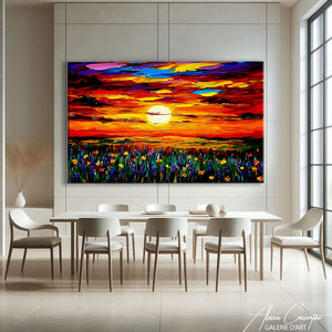 TABLEAU COUCHER DE SOLEIL FLORAL