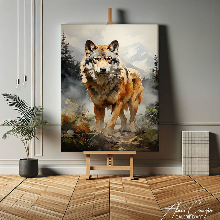 tableau peinture de loup