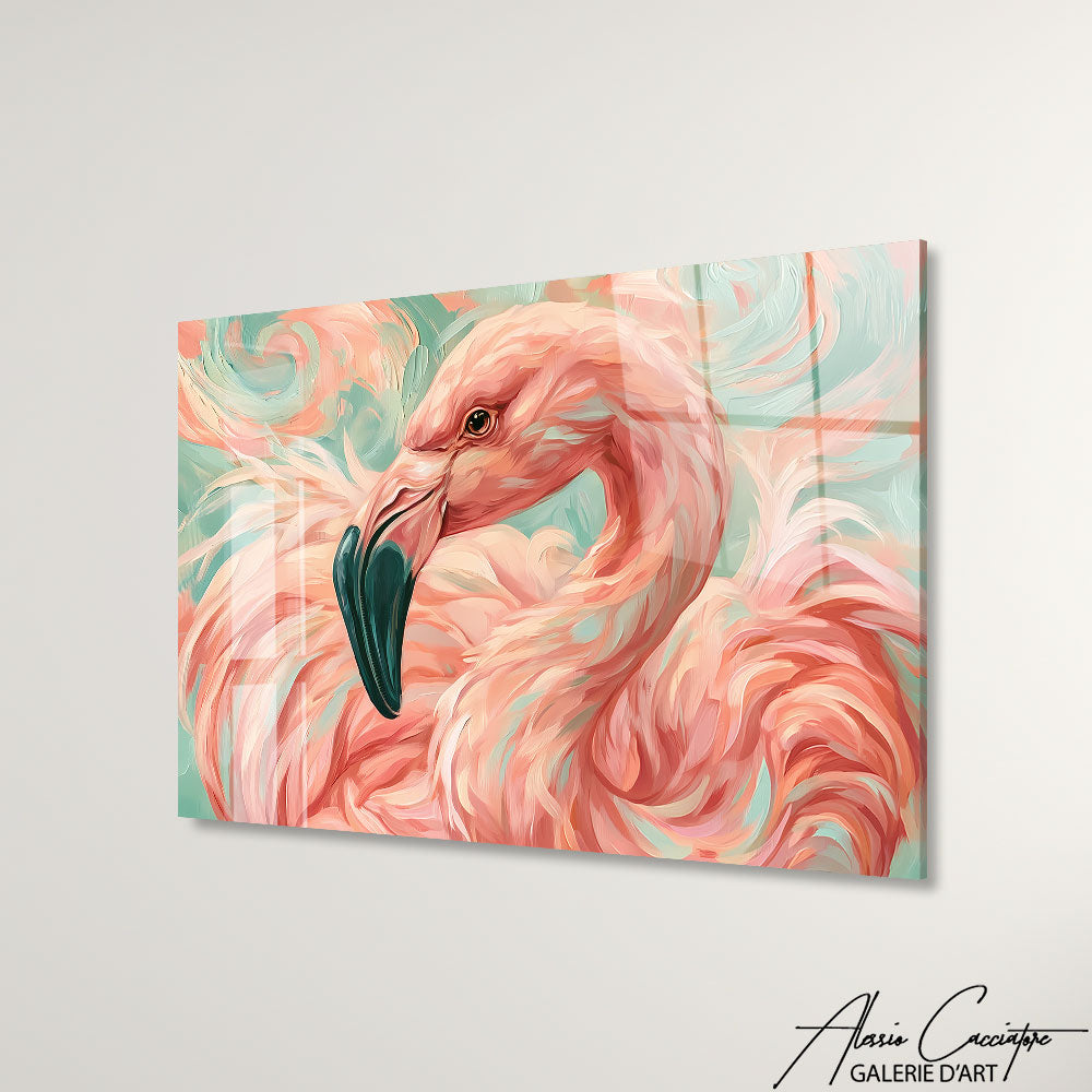 Art Mural Flamant Rose Tableau