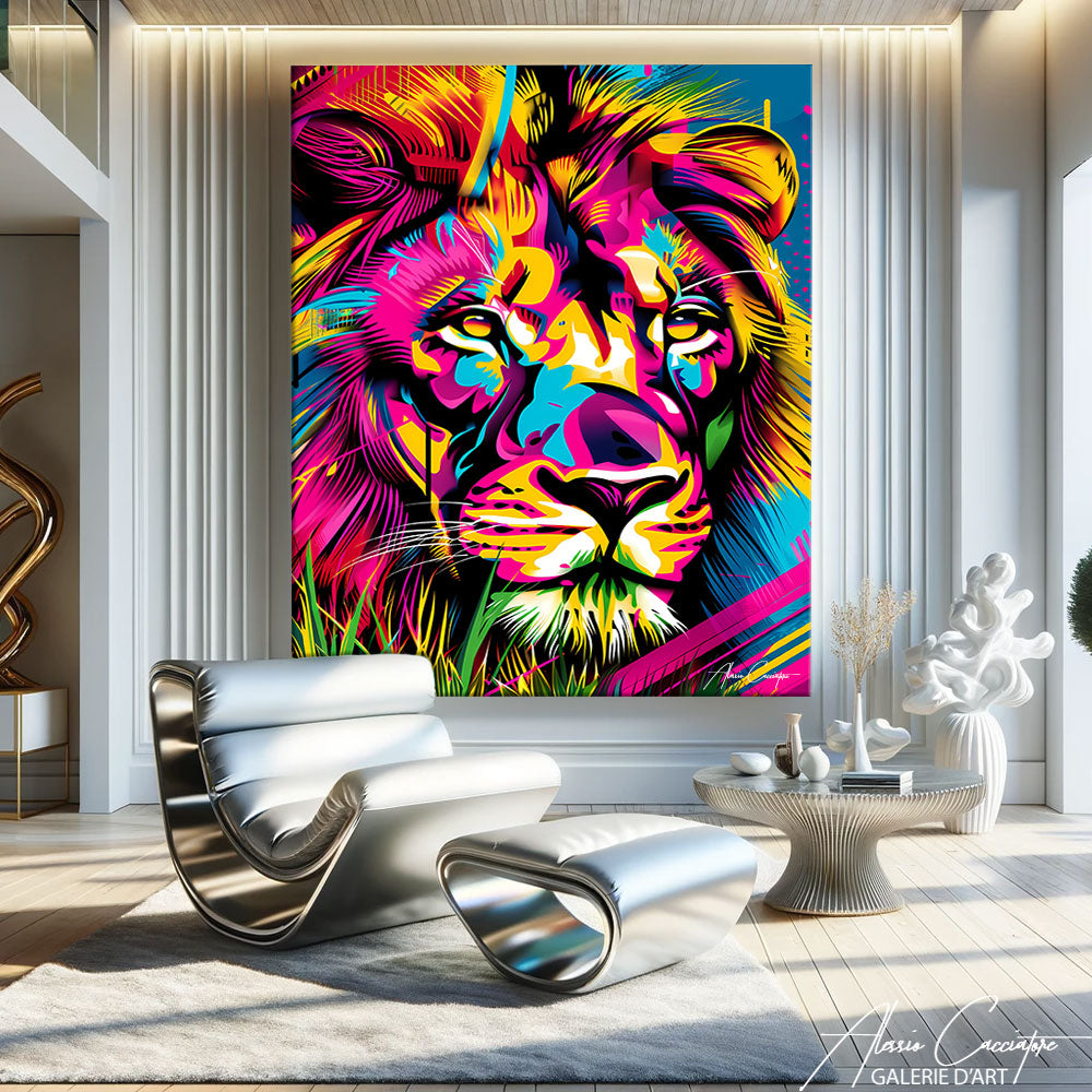 tableau lion pop art