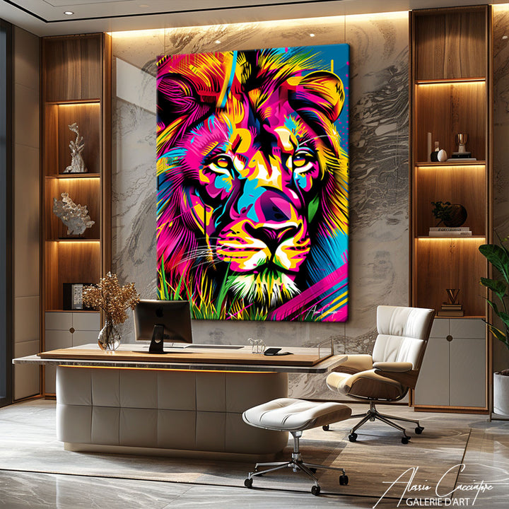 peinture lion pop art