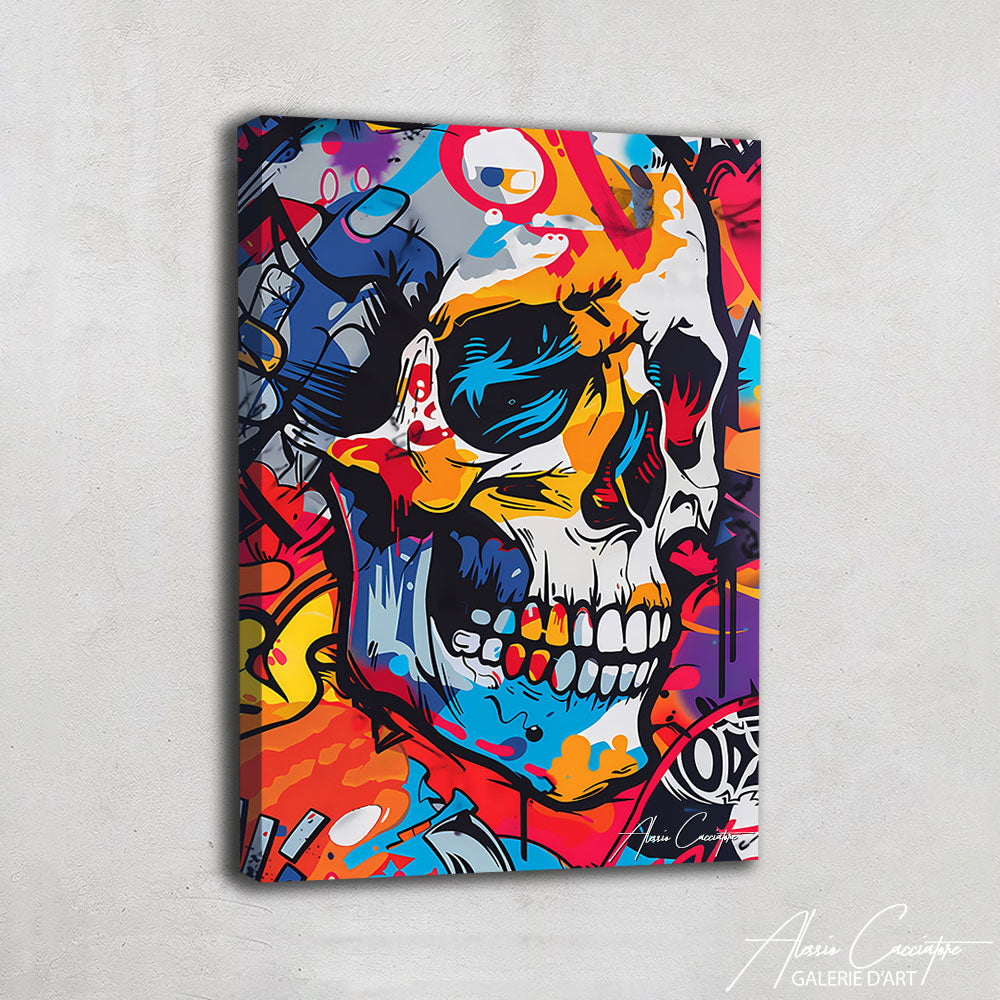 Tableau Street Art Tête de Mort