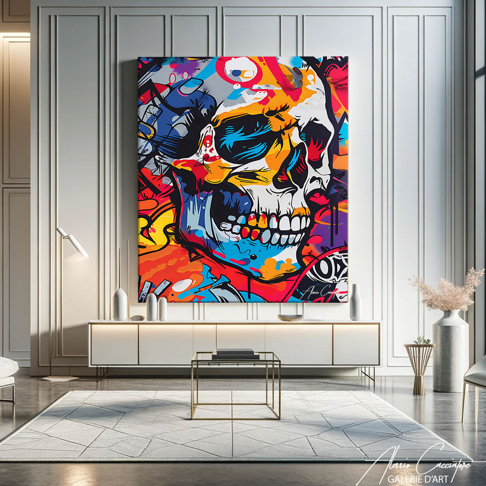 tableau tête de mort pop art