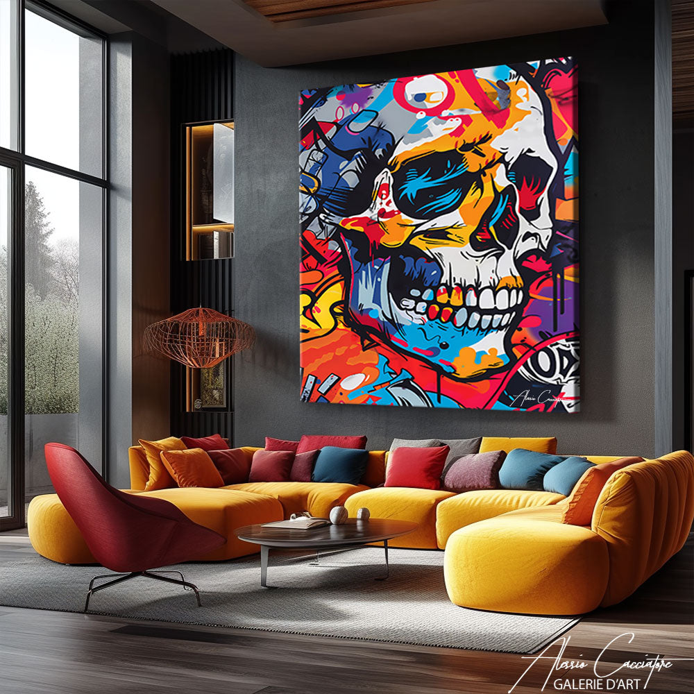 tableau tete de mort coloré