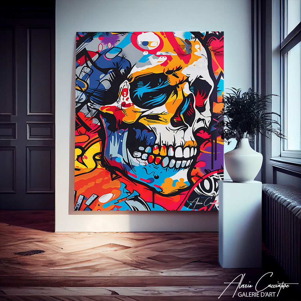 tableau tete de mort abstrait