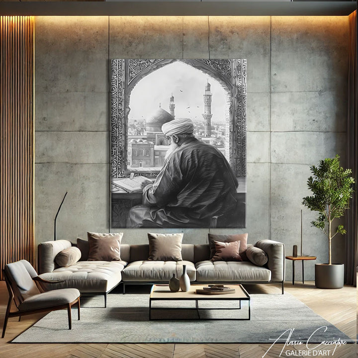 TABLEAU ORIENTAL NOIR ET BLANC