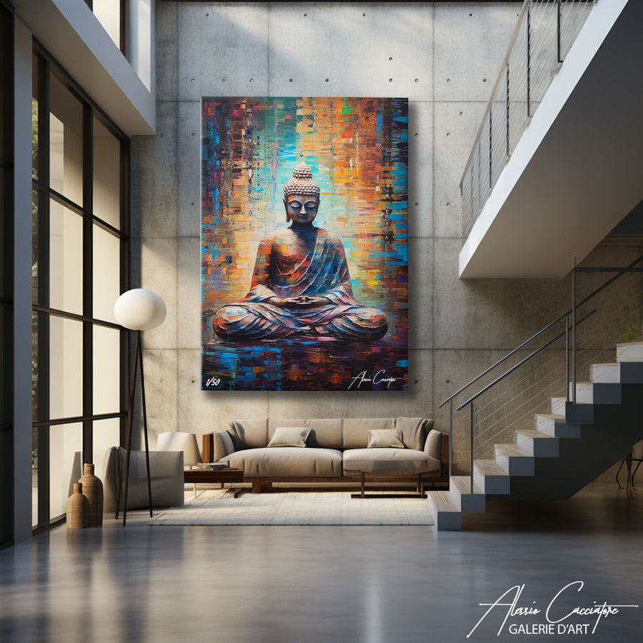 tableau bouddha pour chambre – mise en situation
