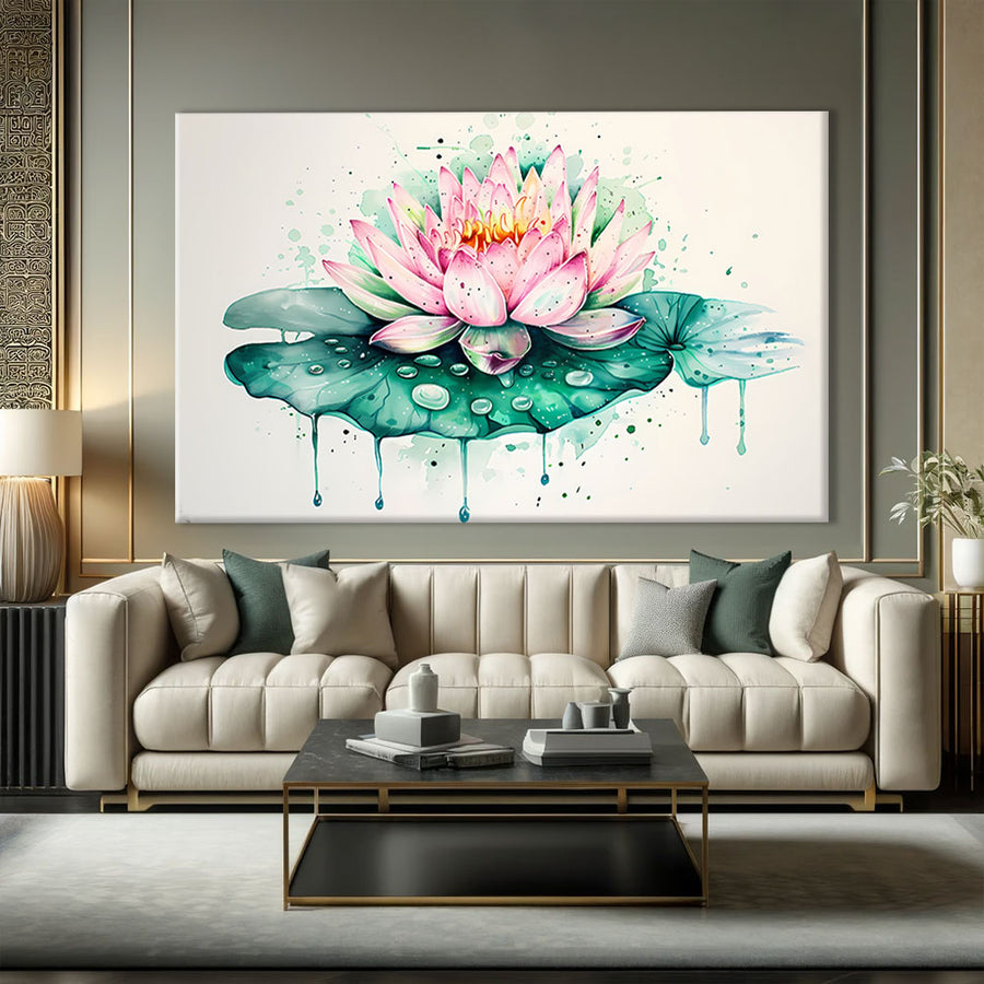 Tableau zen fleur de lotus – mise en situation