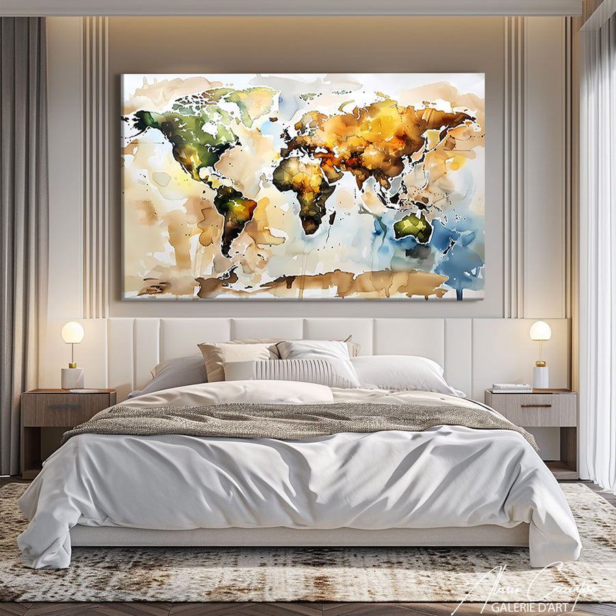 Carte du Monde Tableau Mural – mise en situation