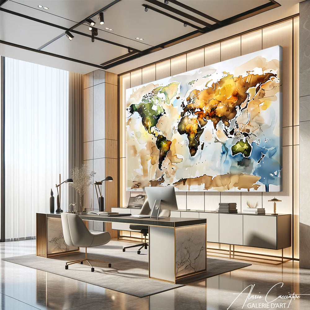 tableau carte du monde coloré