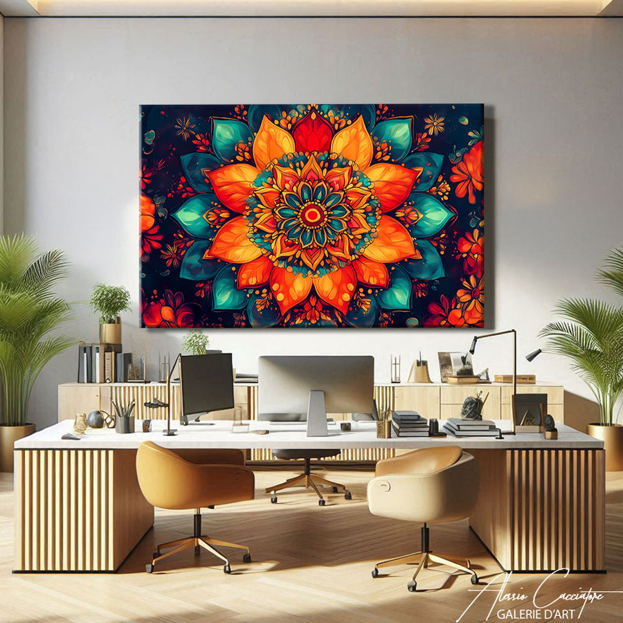 Tableau Mandala Coloré – mise en situation