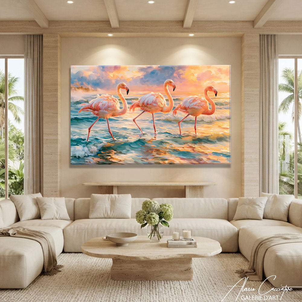 Peinture Flamant Rose Cadre