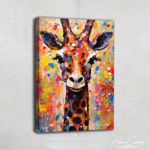 tableau girafe multicolore