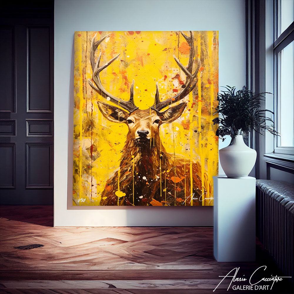 tableau cerf or