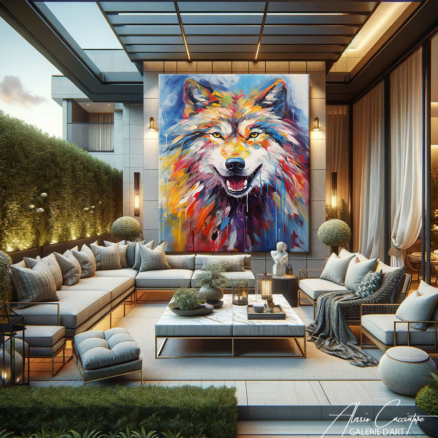 loup peinture contemporaine – mise en situation