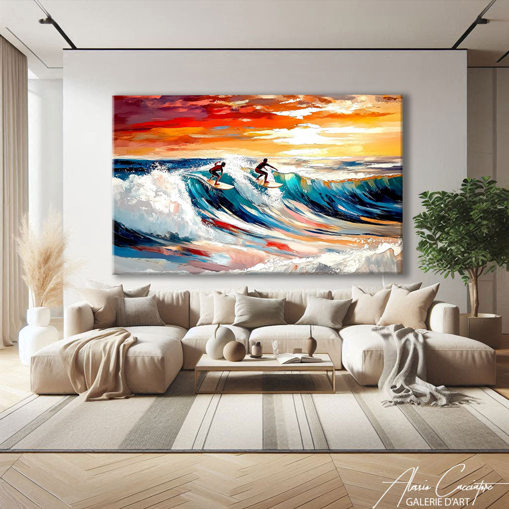 TABLEAU COUCHER DE SOLEIL MER