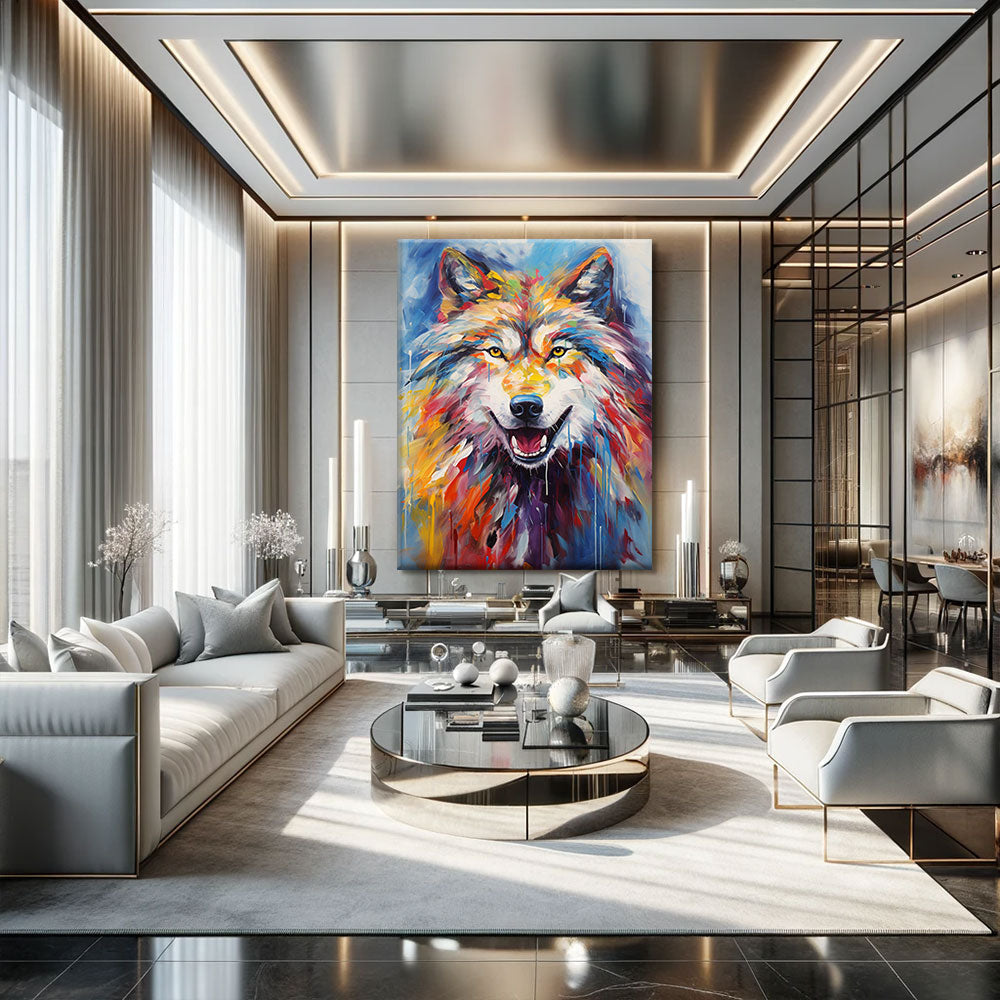 tableau loup coloré