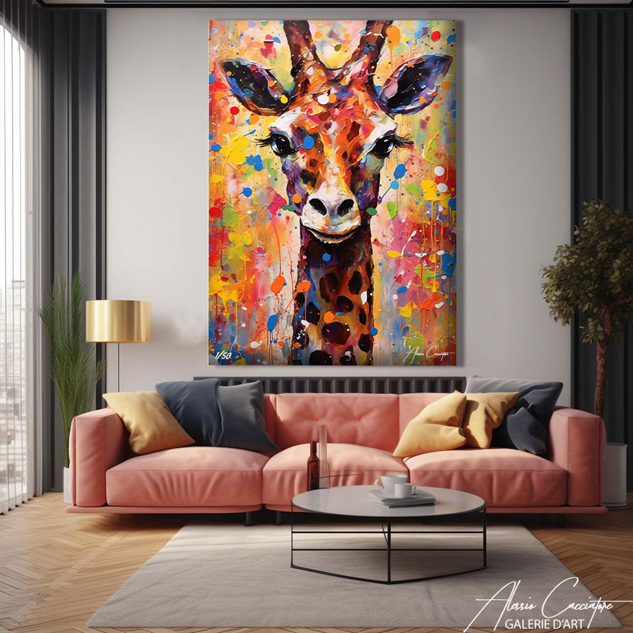 tableau girafe coloré – mise en situation