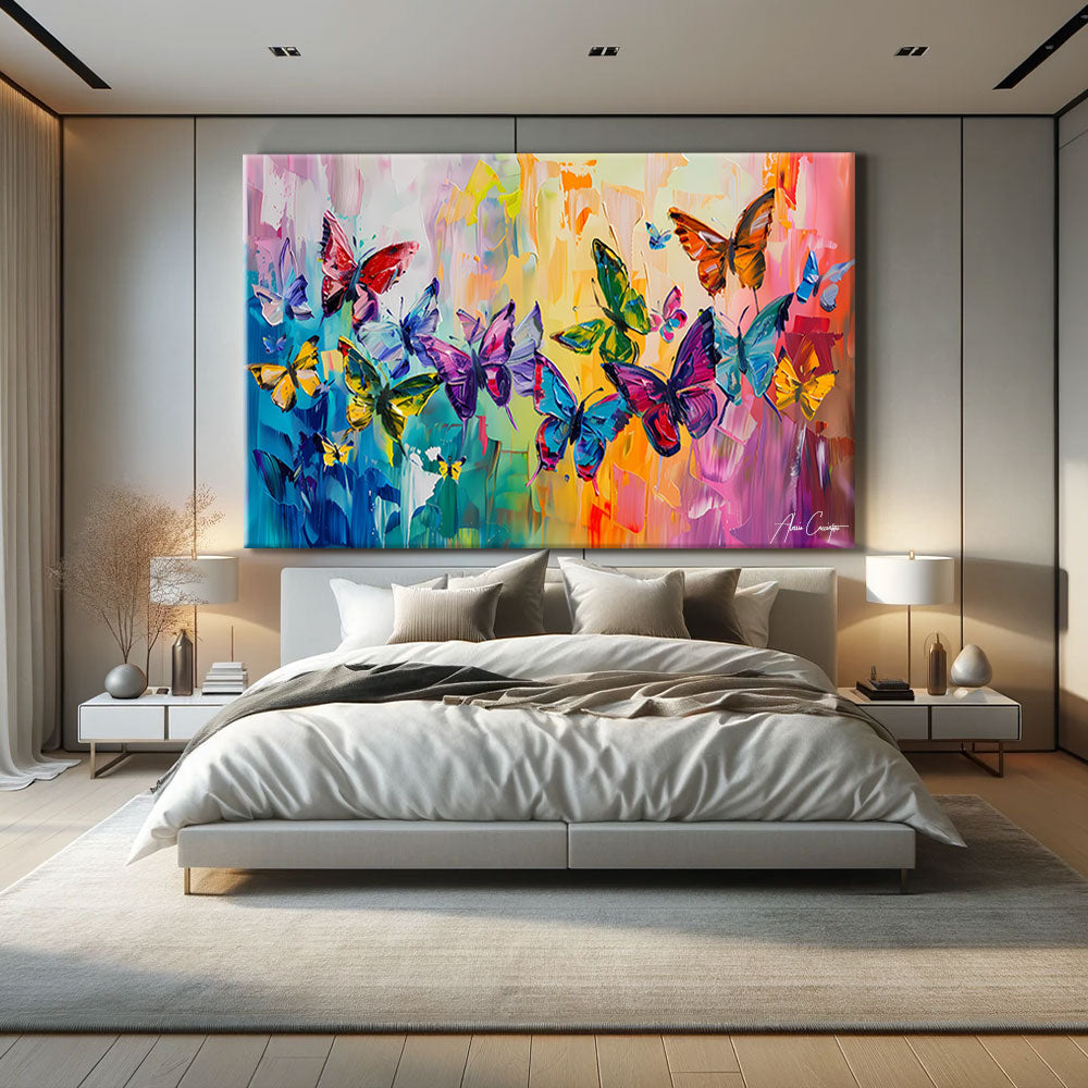 tableau papillons colorés