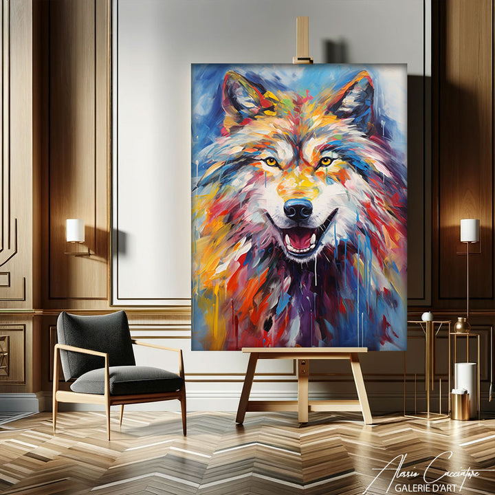 tableau peinture de loup