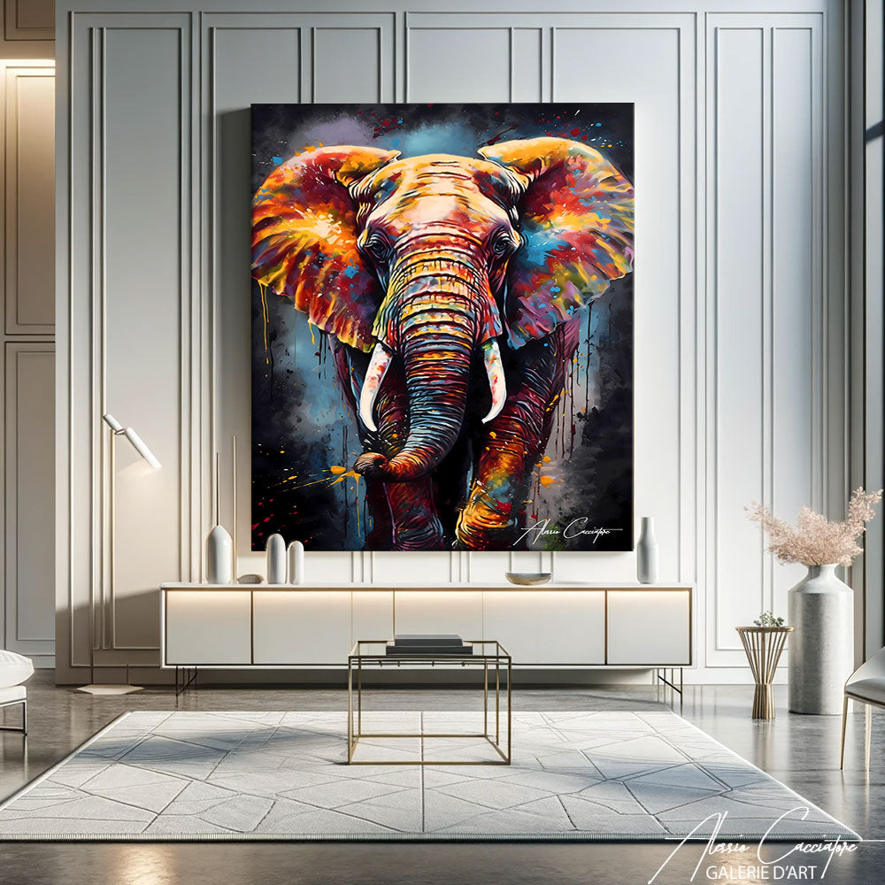 tableau éléphant coloré