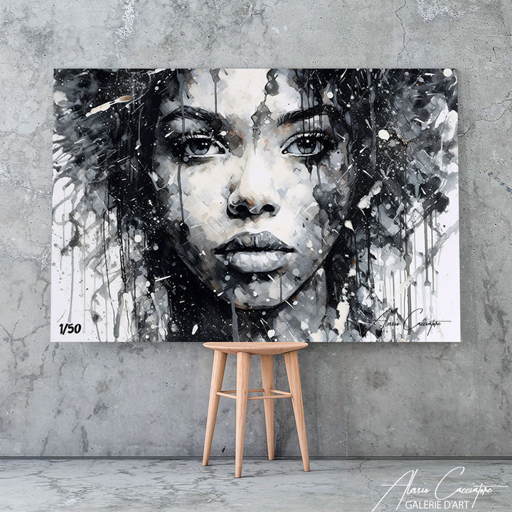 tableau femme africaine noir et blanc