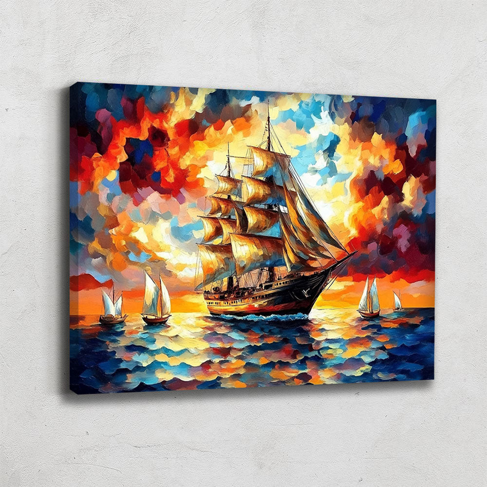 TABLEAU VOILIER COUCHER DE SOLEIL