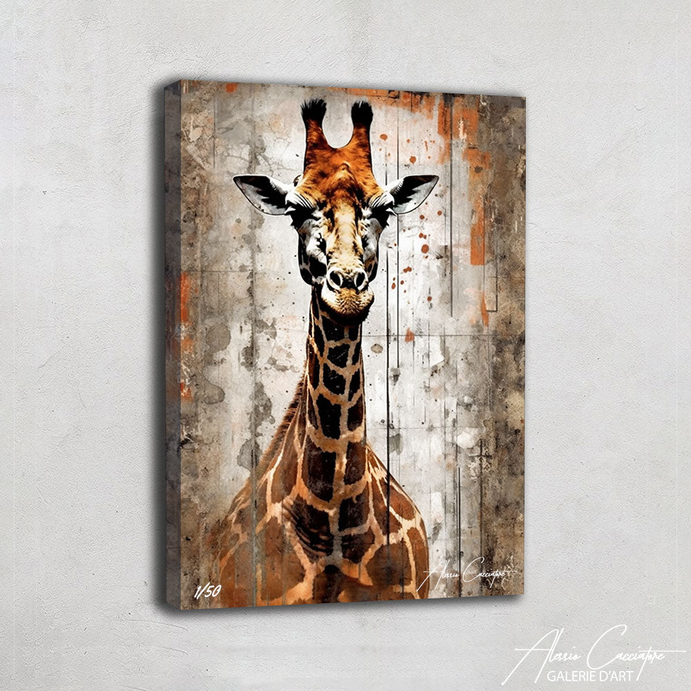 tableau abstrait girafe