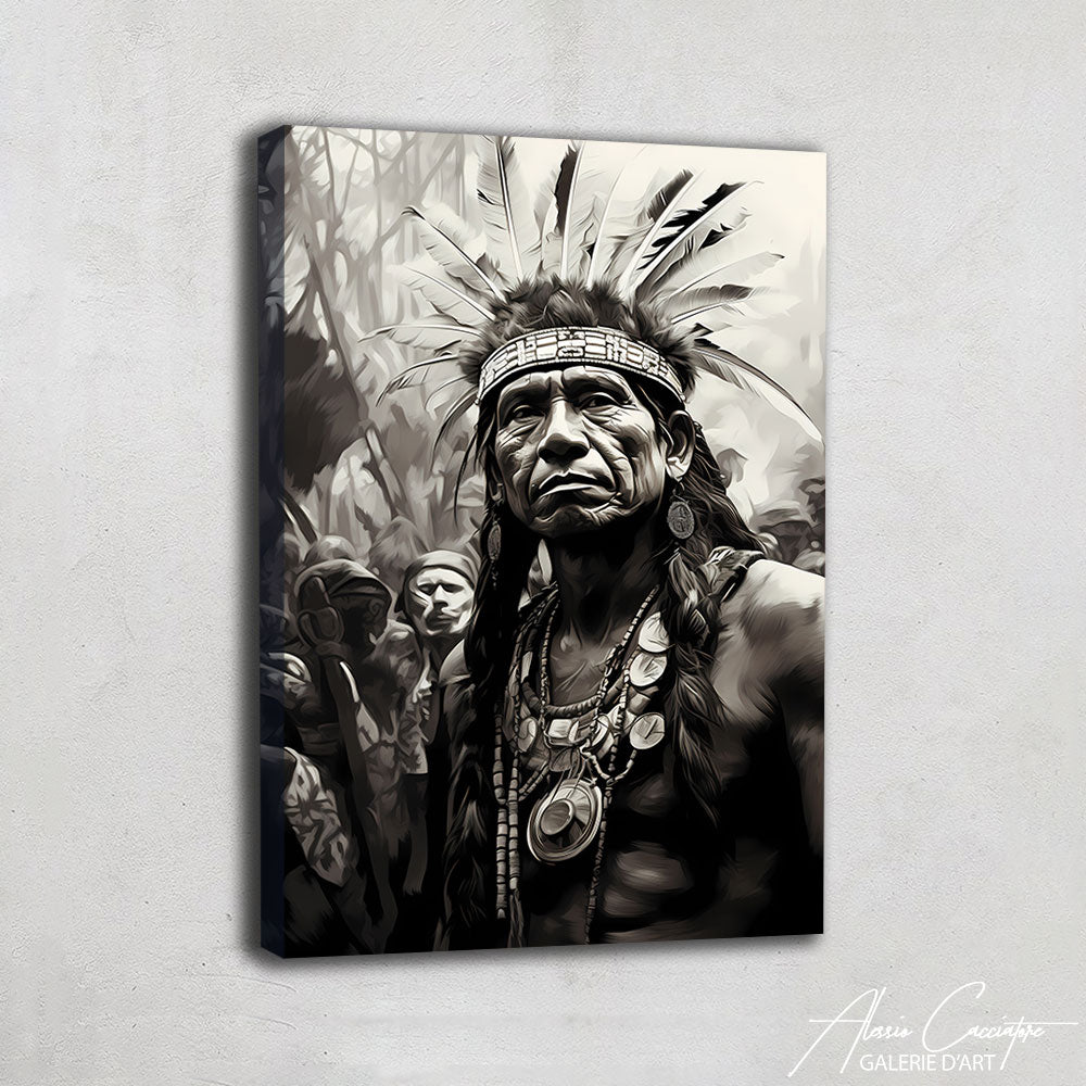 tableau indien noir et blanc