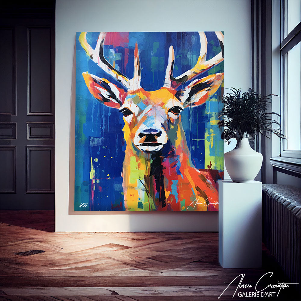 tableau cerf peinture