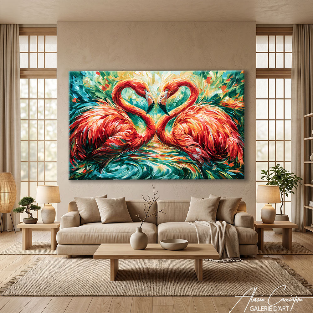 Peinture Flamants Roses