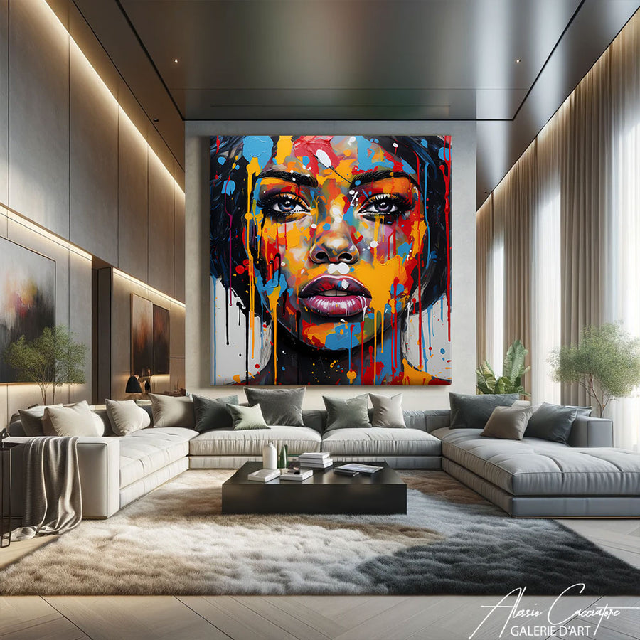 Tableau Peinture Visage Femme – mise en situation