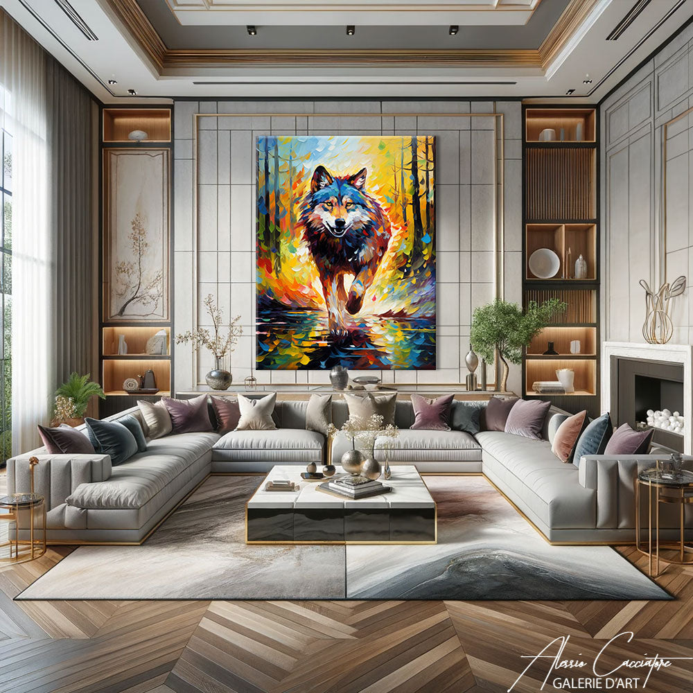tableau loup coloré