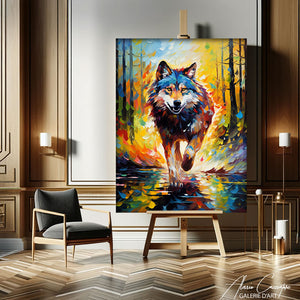tableau loup coloré