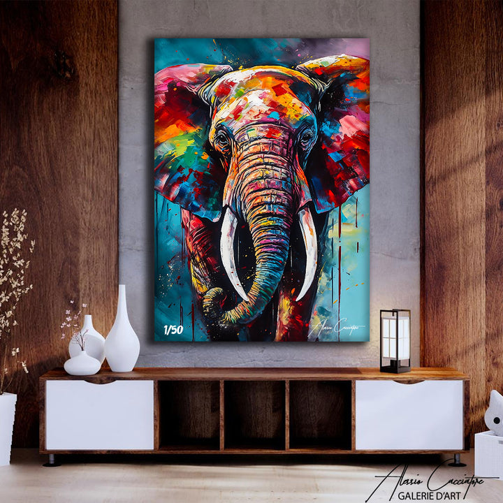 tableau éléphant couleur 