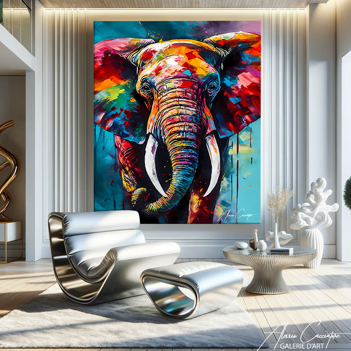 tableau elephant couleur