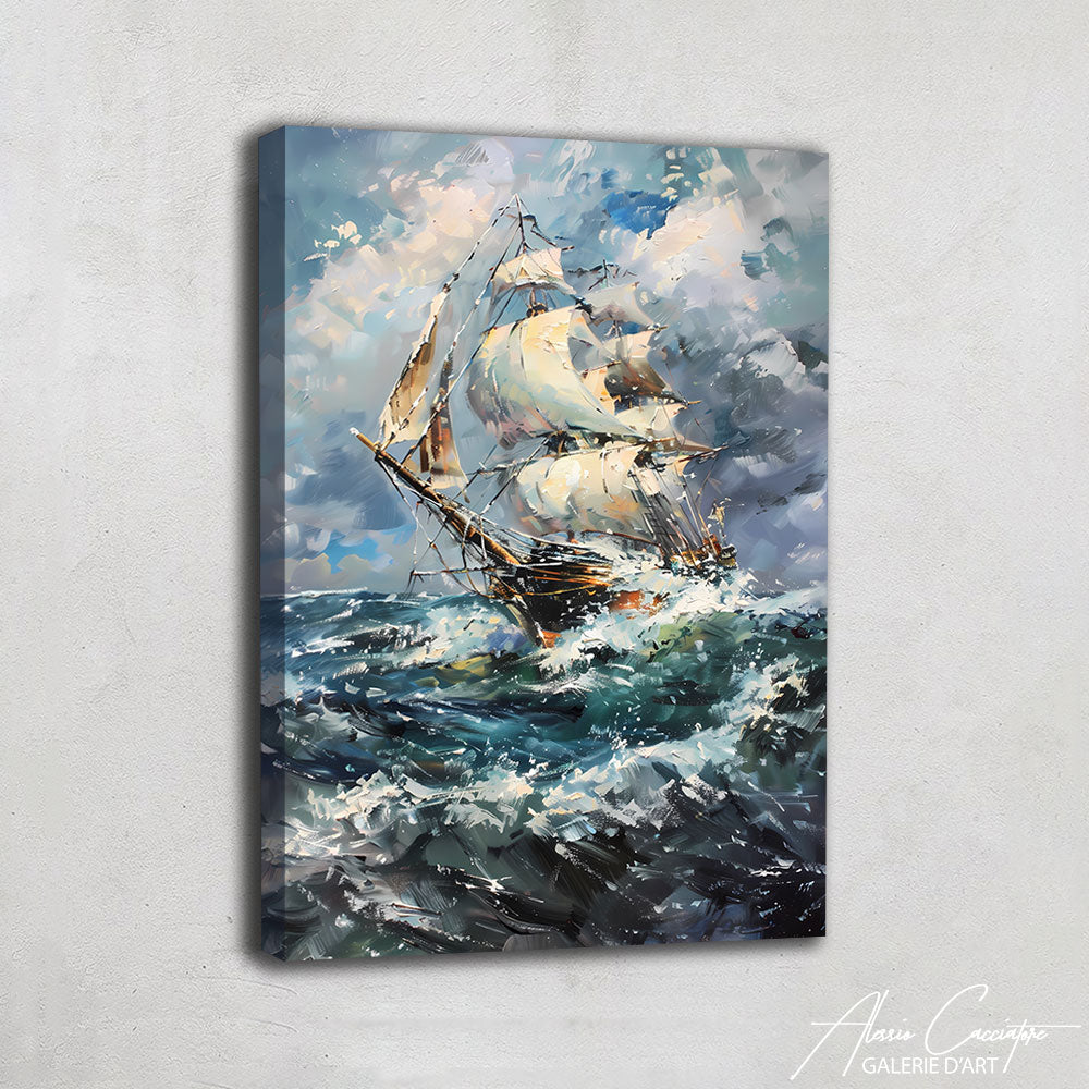 Tableau Peinture Mer Bateau