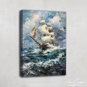Tableau Peinture Mer Bateau