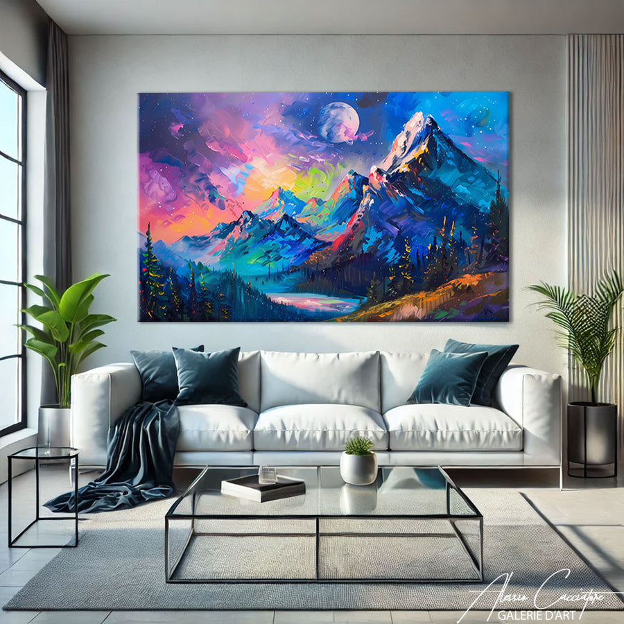 Tableau Paysage Montagne Peinture – mise en situation