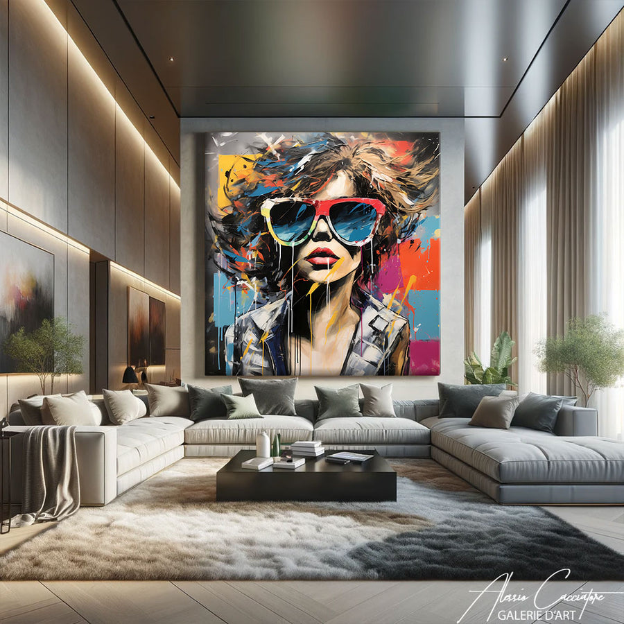 Tableau Abstrait Femme – mise en situation