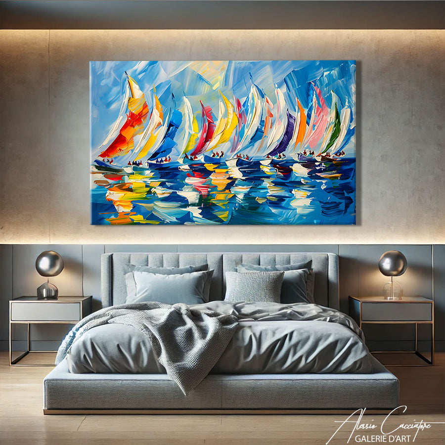 TABLEAU VOILIERS EN MER
 – mise en situation