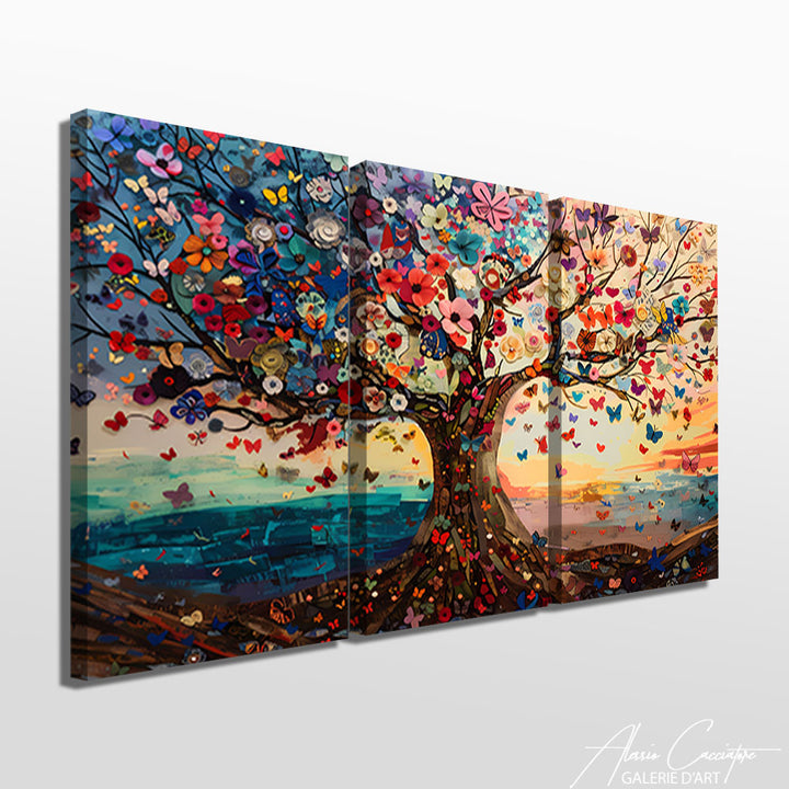 Tableau Triptyque Arbre de Vie
