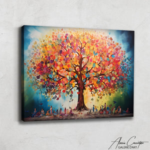 tableau arbre de vie multicolore