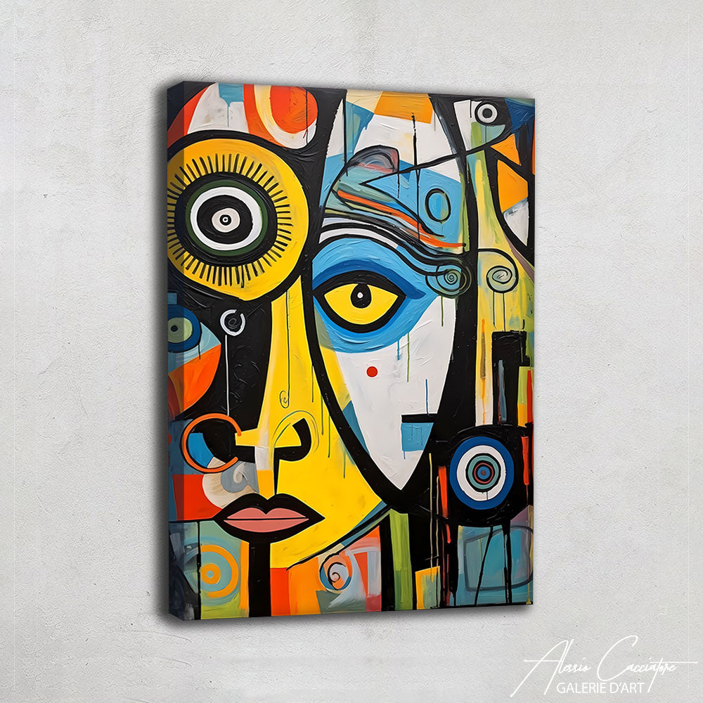 tableau visage abstrait couleur