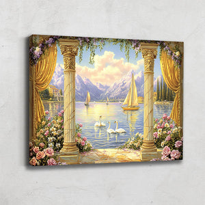 TABLEAU PAYSAGE MONTAGNE ET LAC