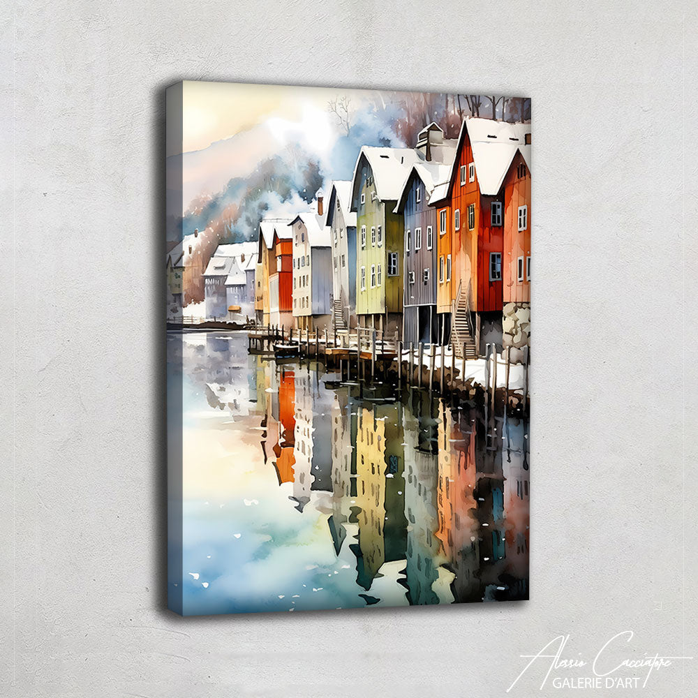 tableau paysage enneigé