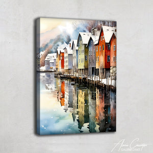 tableau paysage enneigé