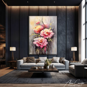 tableau bouquet de pivoines