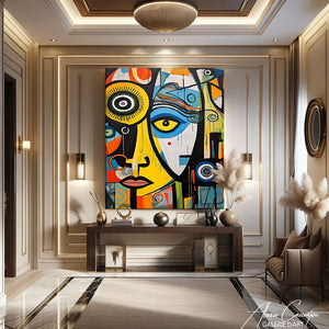 tableau visage abstrait couleur