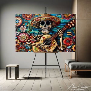 tableau tete de mort coloré